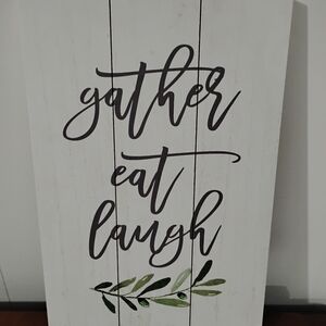 Gather Eat Laugh Wall Decor - White and Green